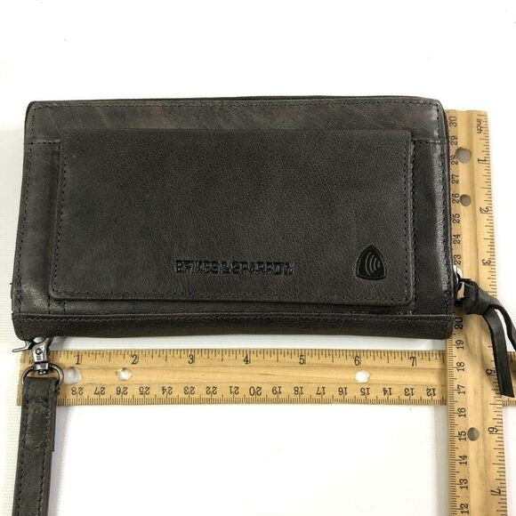 Spikes & Sparrow Brandy Leather Aspen Wristlet Zip Wallet RFID Protected - Picture 4 of 9